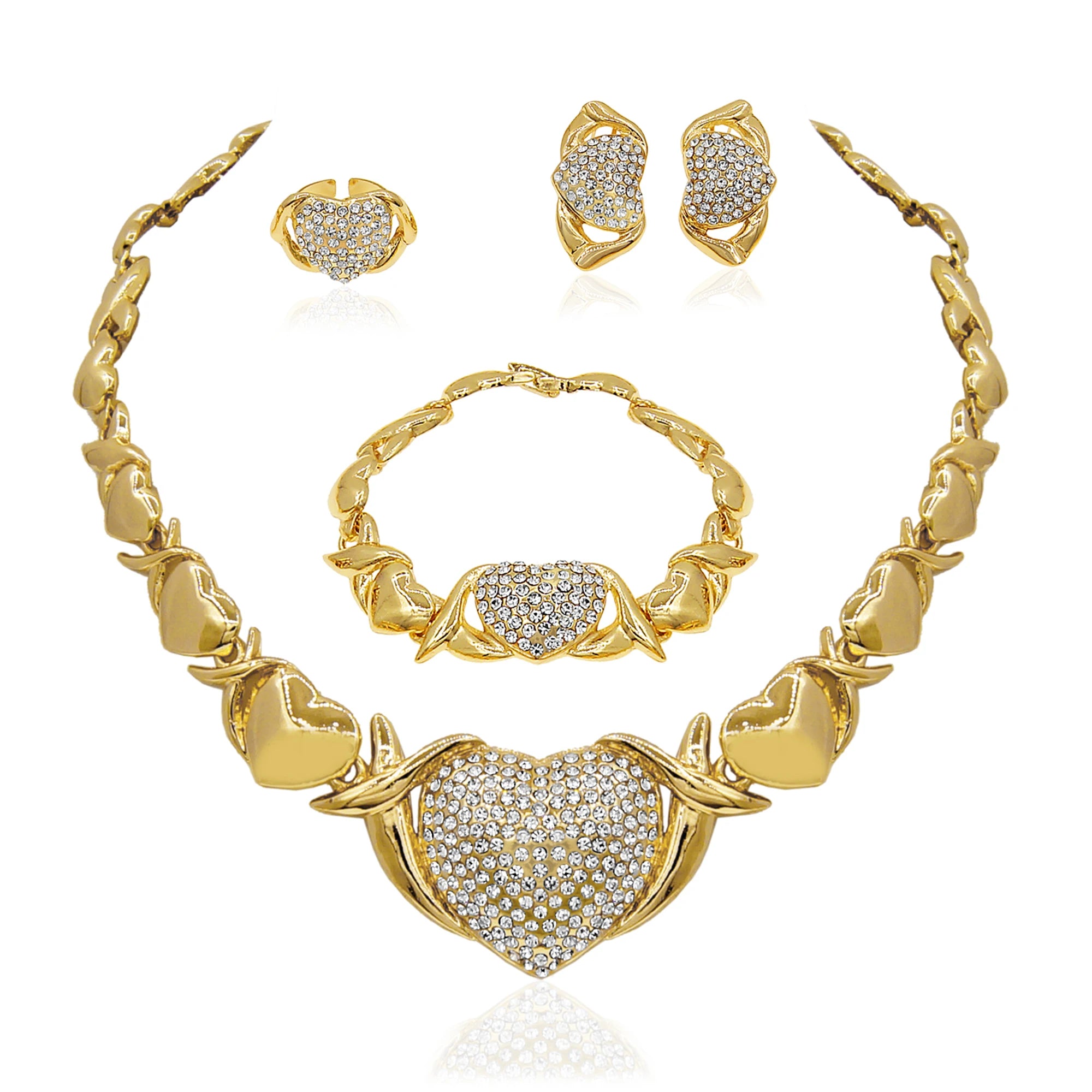 XOXO Heart Jewelry Set – Elegant Necklace & Earrings for Women