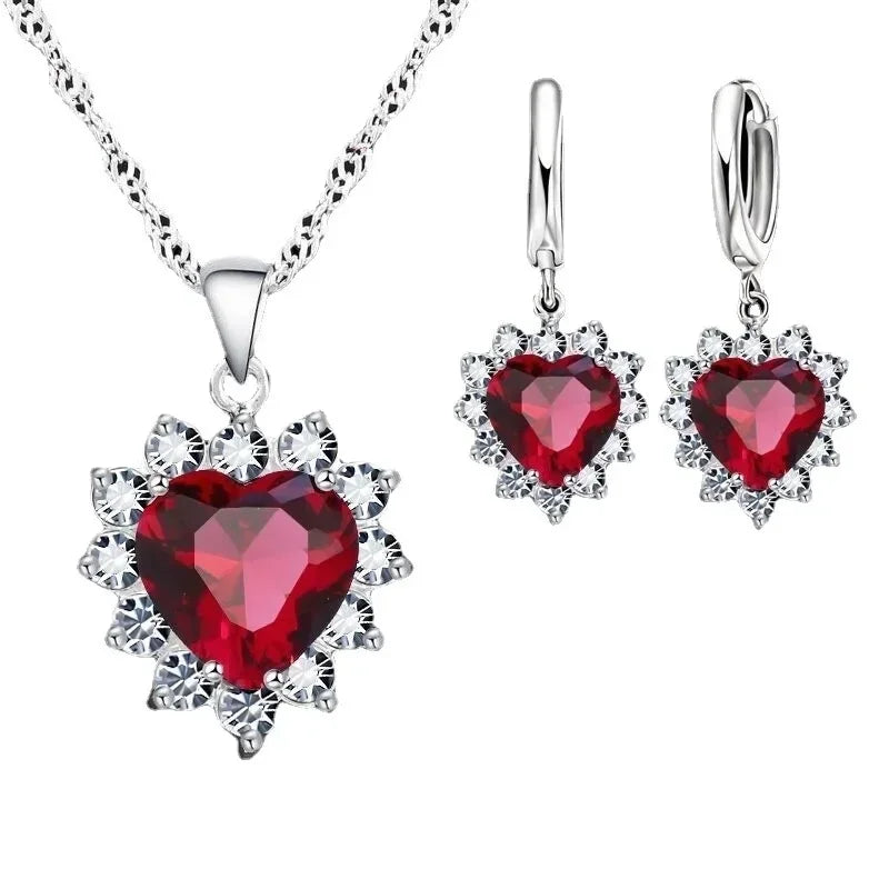 Elegant Bridal Heart Jewelry Set – Necklace & Earrings