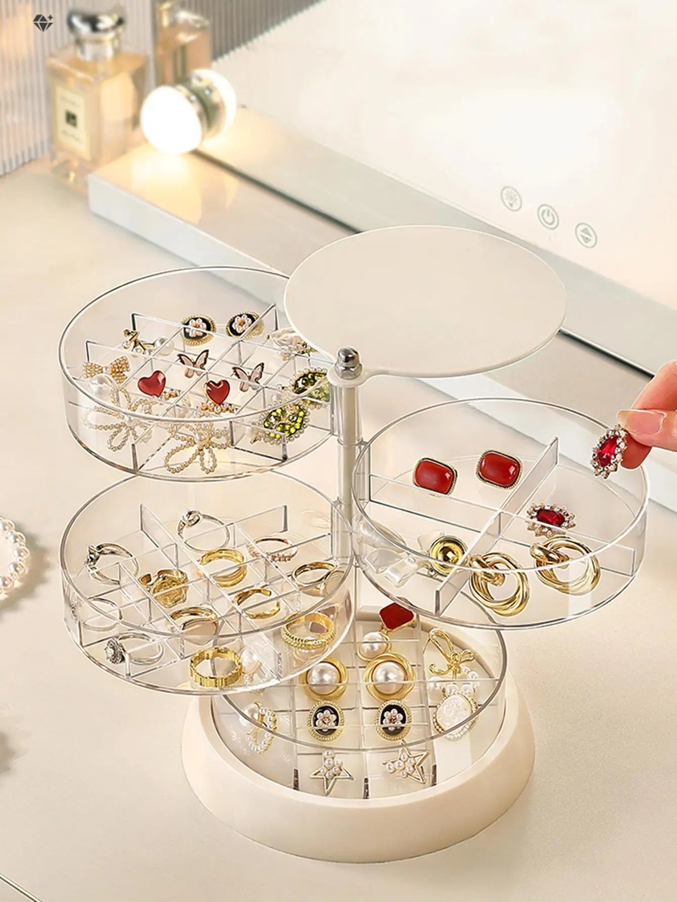 Transparent Rotating Jewelry Box | Multi-Layer Storage for Earrings & Necklaces