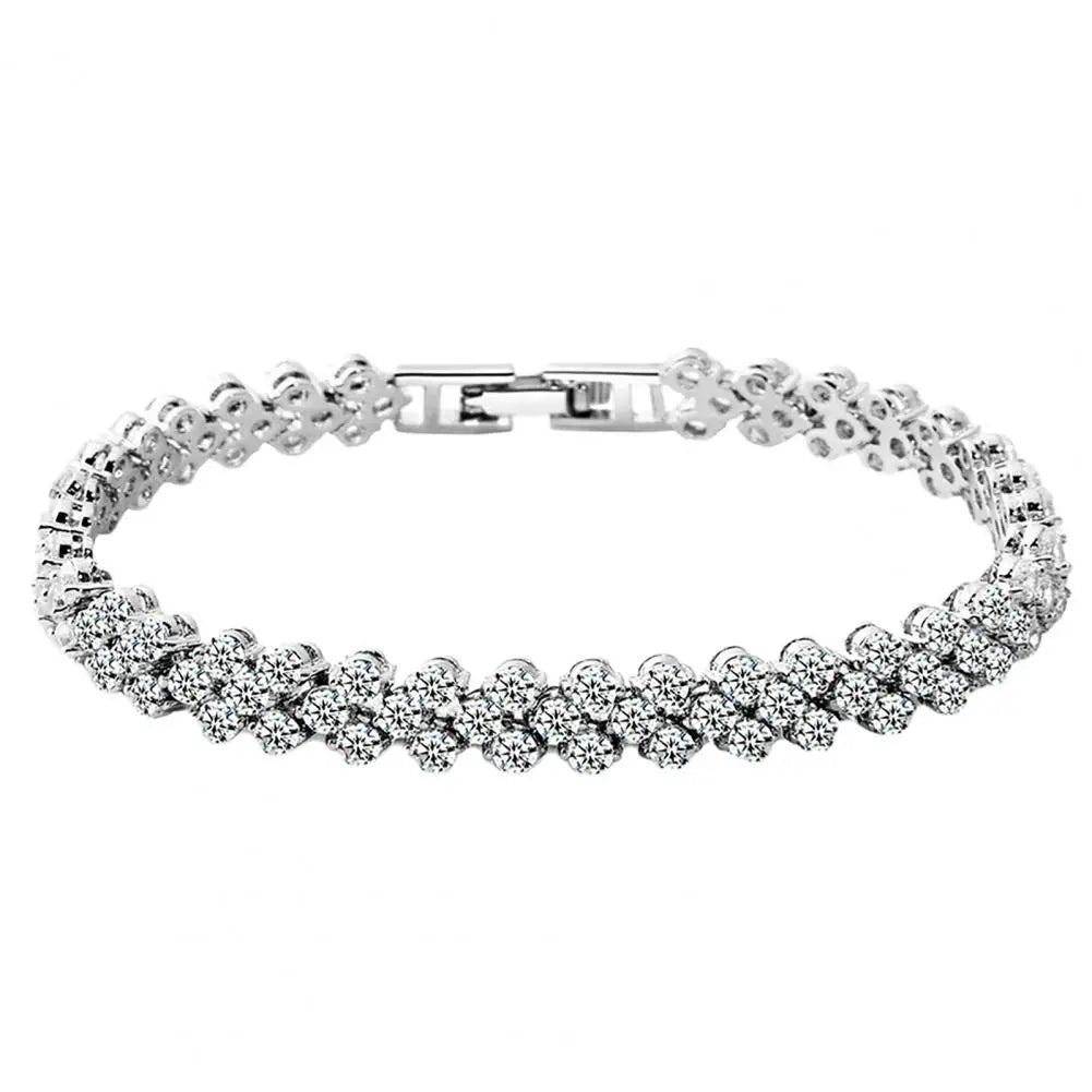Cubic Zirconia Chain Bangle – Elegant Shiny Bracelet for Women