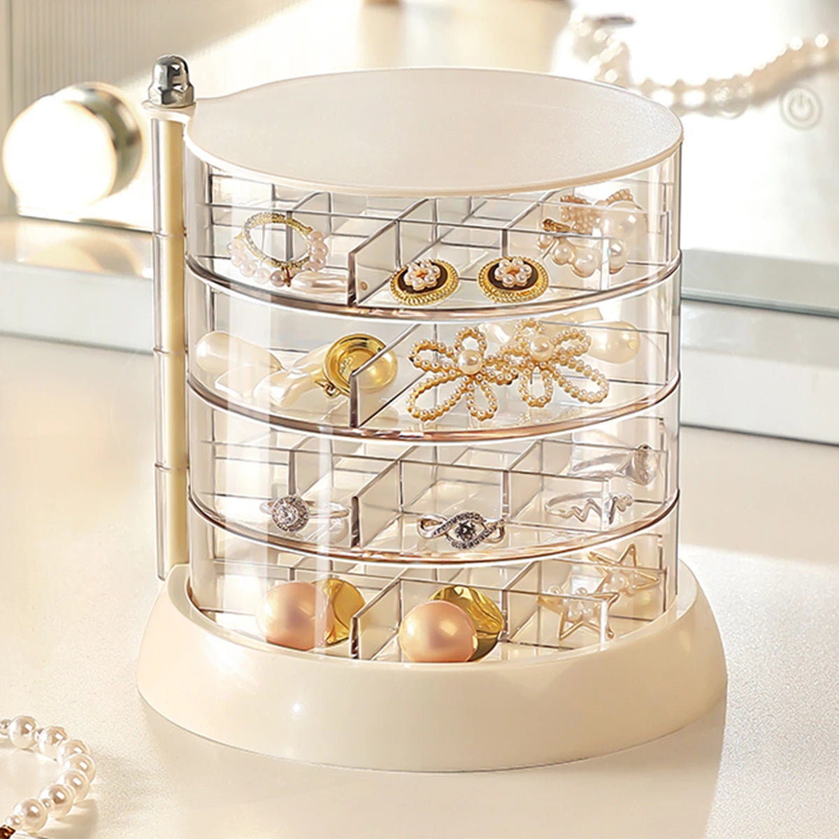 Transparent Rotating Jewelry Box | Multi-Layer Storage for Earrings & Necklaces