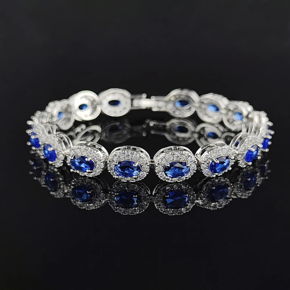 Luxury Crystal Bangle Bracelet – Elegant Blue, Red, Green & Black