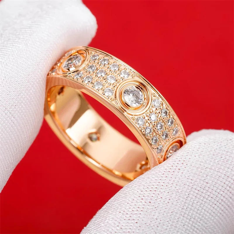 18K Gold Plated Bracelet Ring – 3-Row Zircon Encrusted Bangle