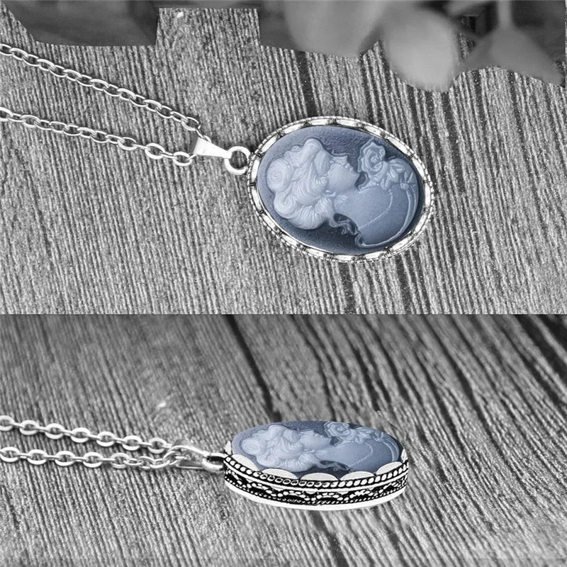 Lady Queen Cameo Jewelry Set | Vintage Necklace & Earrings for Women