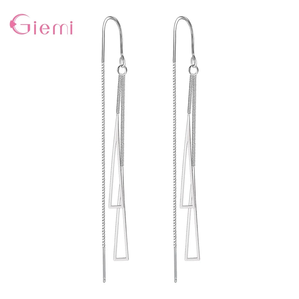 925 Silver Drop Earrings | Simple Chain Tassel Fashion Jewelry