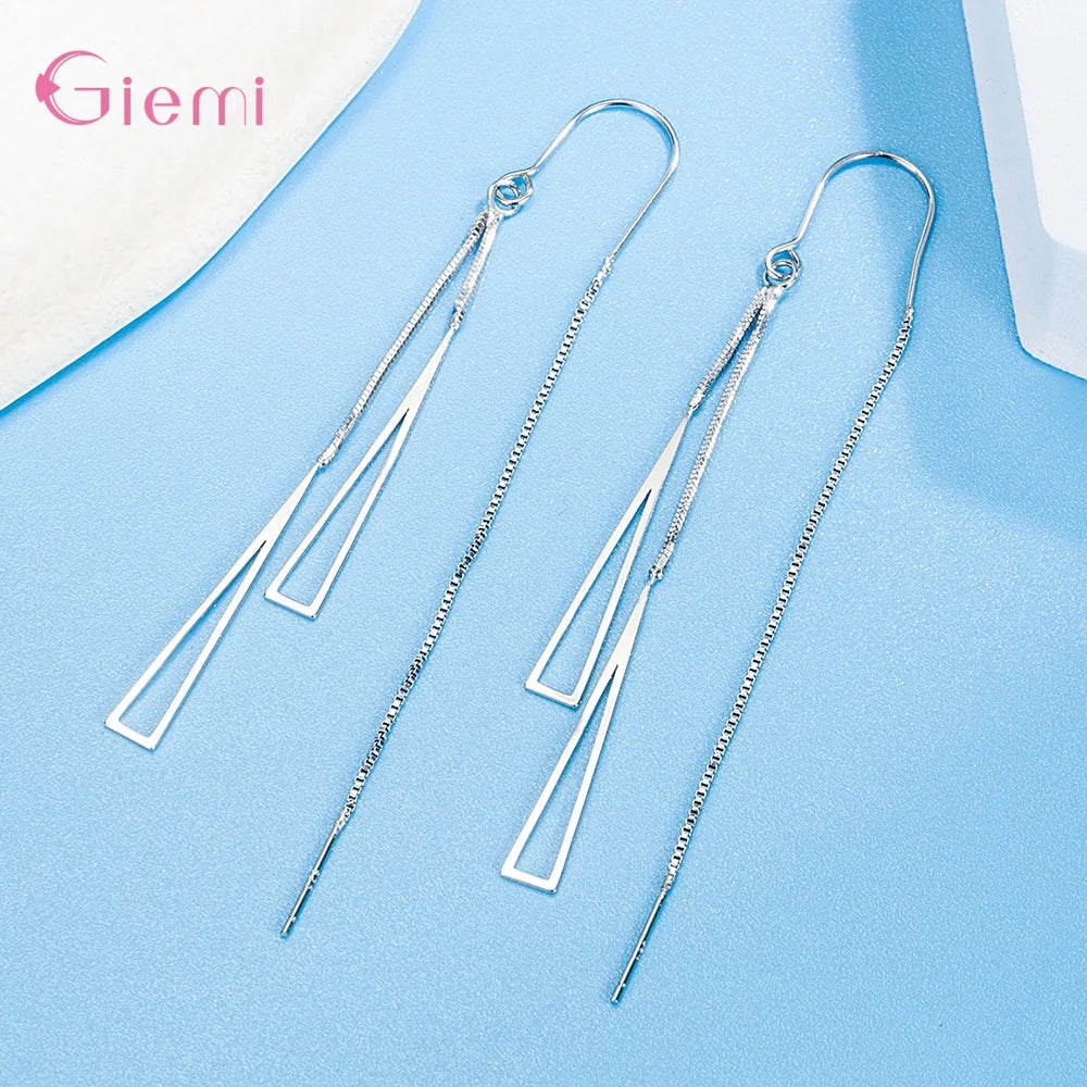 925 Silver Drop Earrings | Simple Chain Tassel Fashion Jewelry