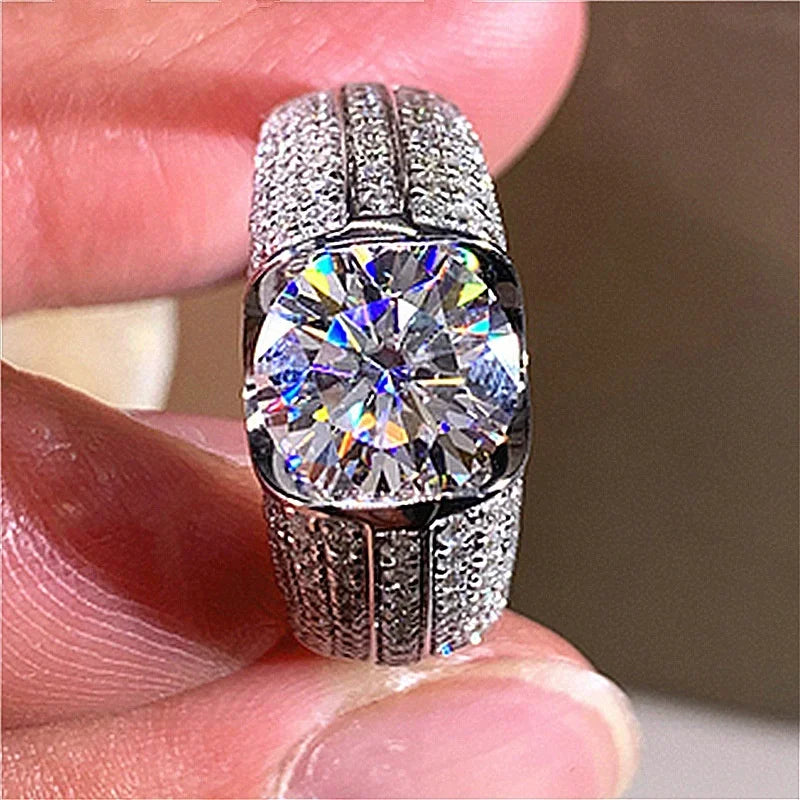 Women’s White Zircon Ring | Bright Silver Wedding & Party Jewelry