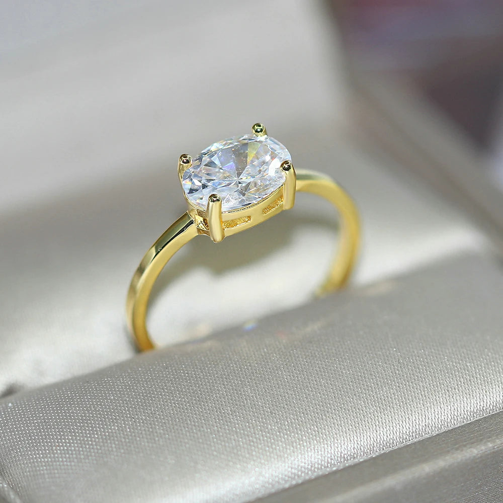 Light Gold Zircon Ring | Simple Oval Wedding & Friendship Jewelry