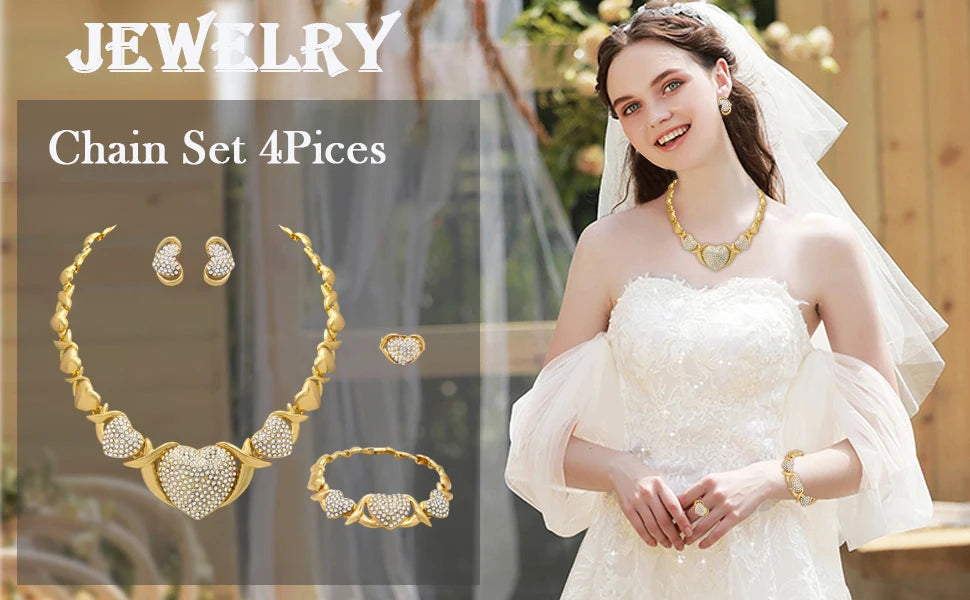 XOXO Heart Jewelry Set – Elegant Necklace & Earrings for Women