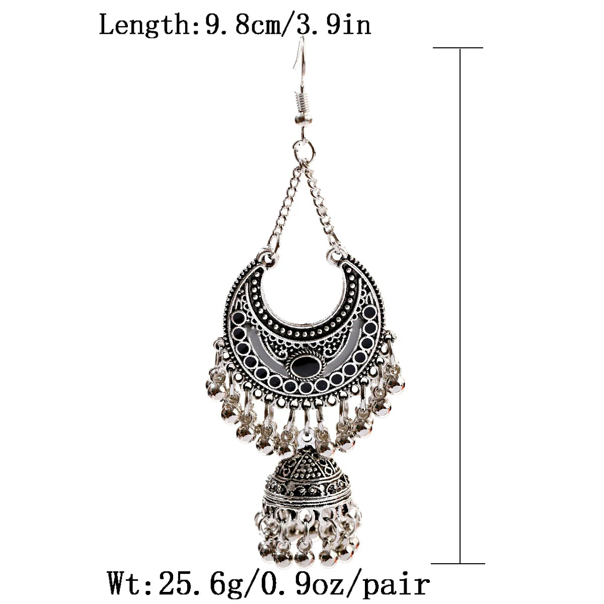 Boho Gypsy Earrings | Oxidized Silver Lantern Tassel Design