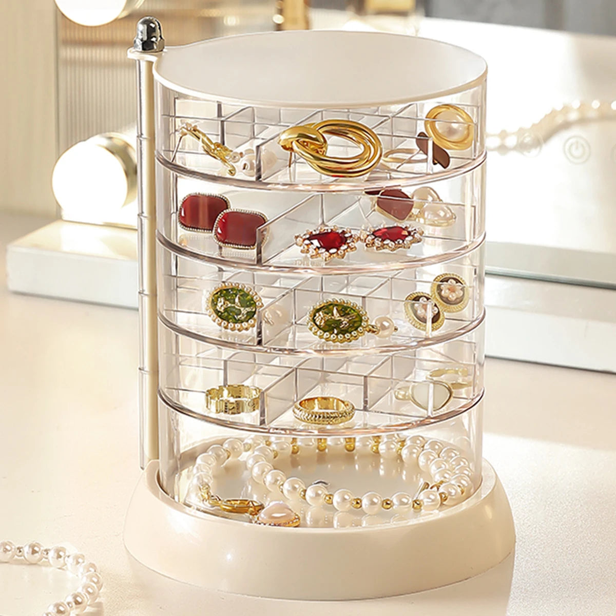 Transparent Rotating Jewelry Box | Multi-Layer Storage for Earrings & Necklaces