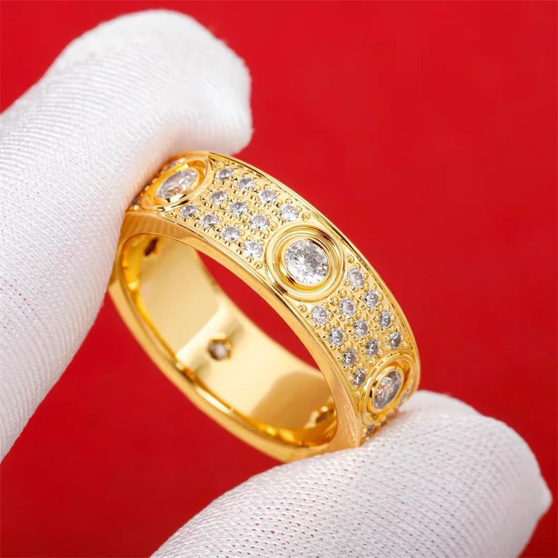 18K Gold Plated Bracelet Ring – 3-Row Zircon Encrusted Bangle