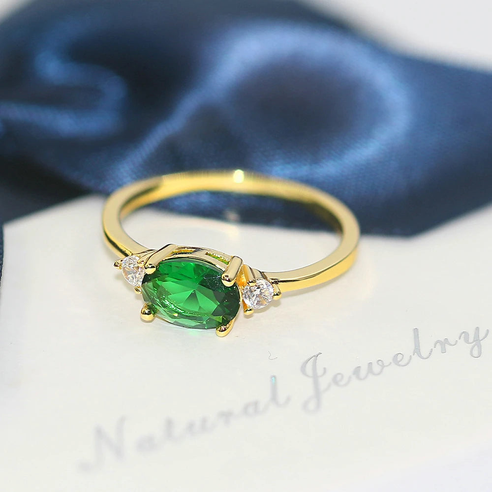 Light Gold Zircon Ring | Simple Oval Wedding & Friendship Jewelry