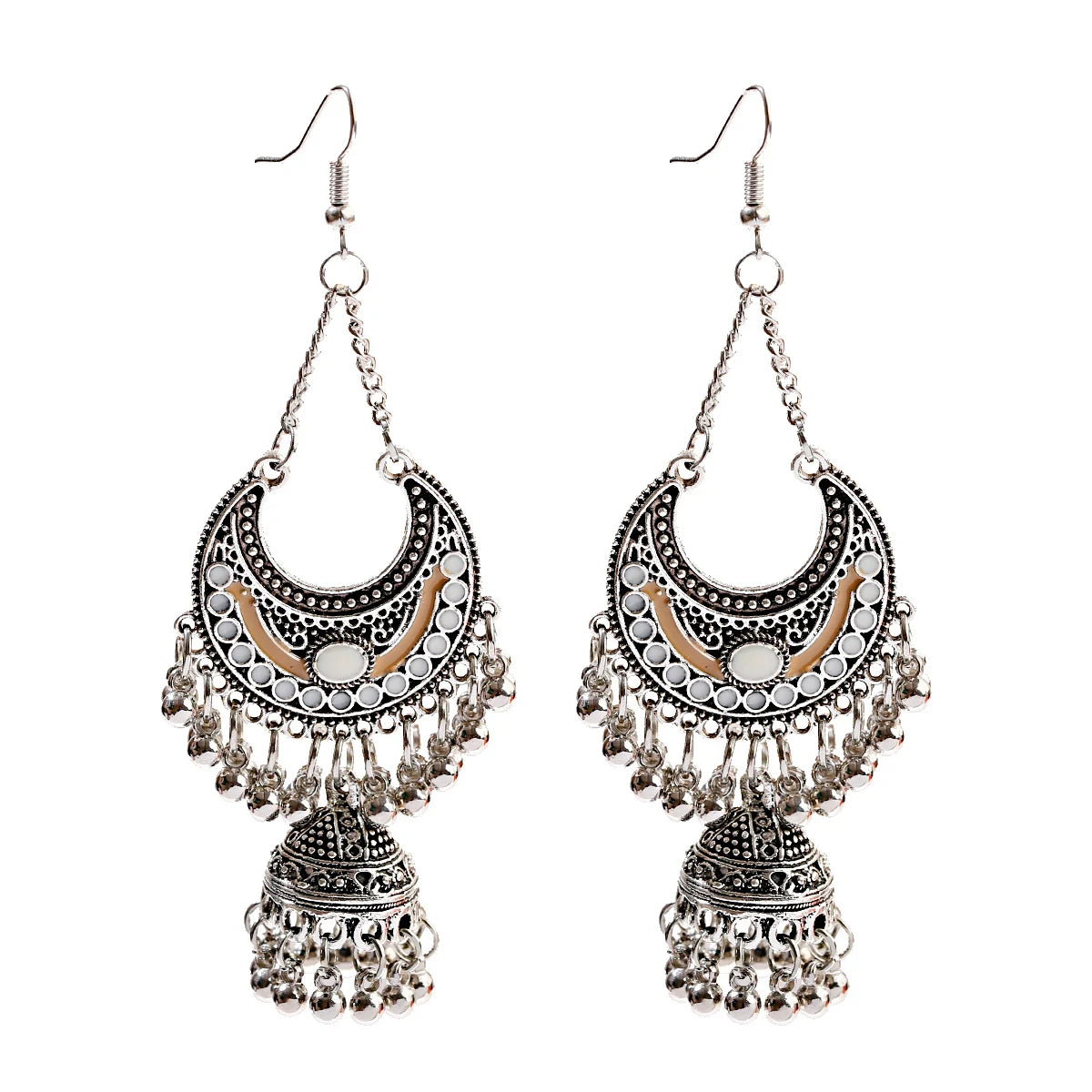 Boho Gypsy Earrings | Oxidized Silver Lantern Tassel Design