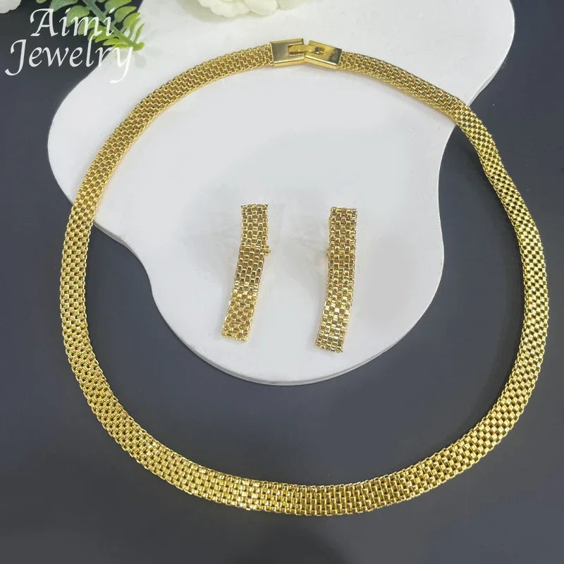 Italian Jewelry Set – 18K Gold Plated Necklace, Earrings & Bracelet