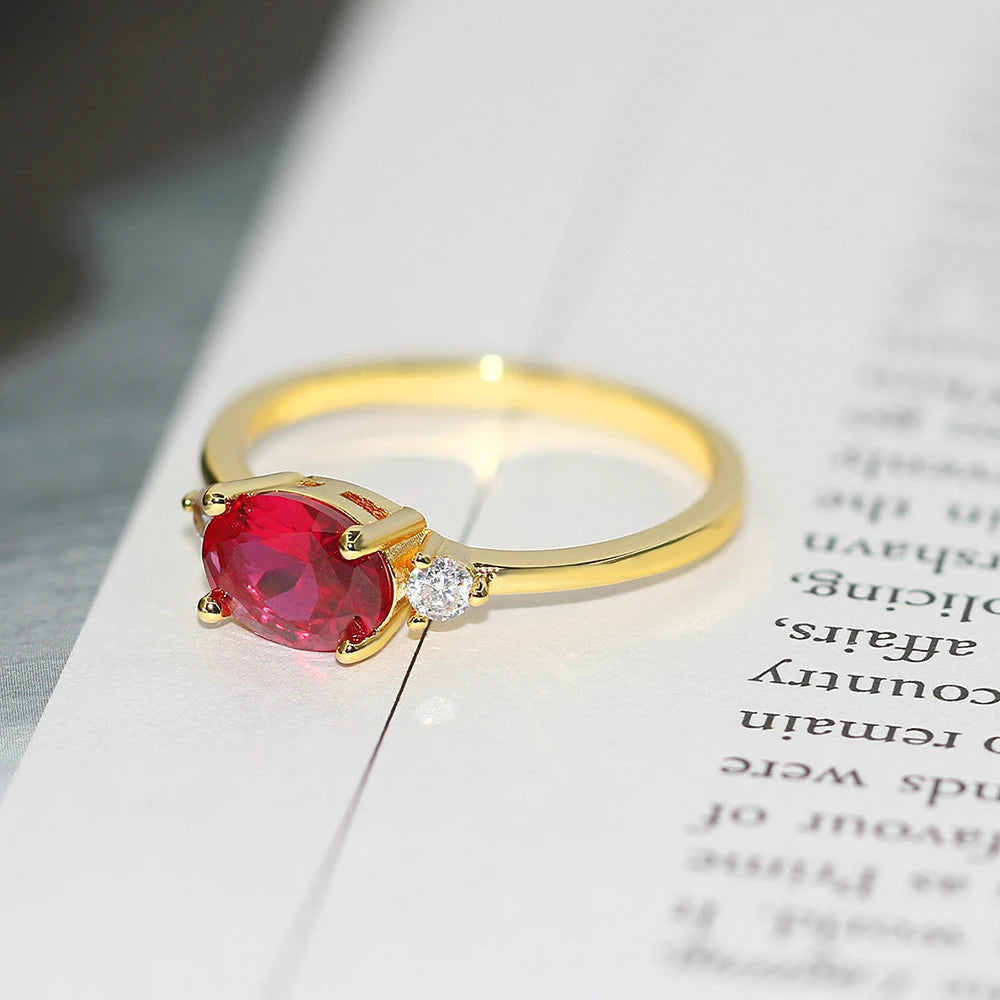 Light Gold Zircon Ring | Simple Oval Wedding & Friendship Jewelry