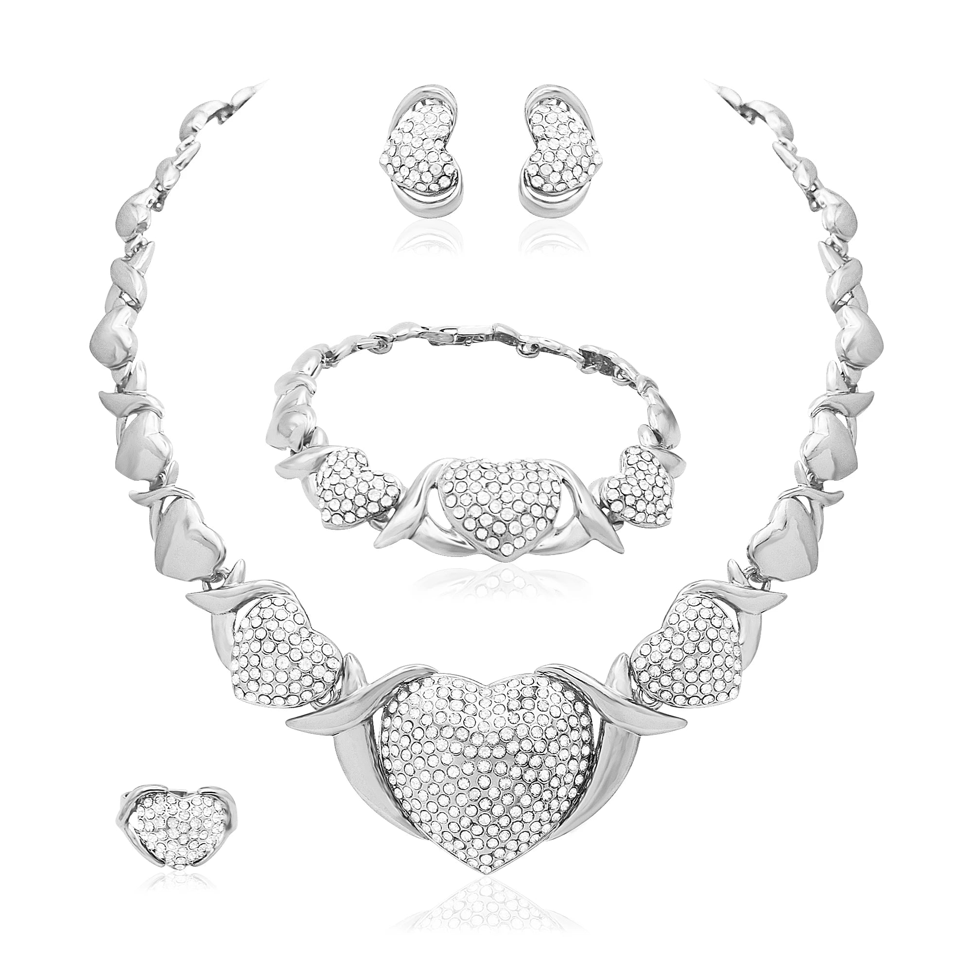 XOXO Heart Jewelry Set – Elegant Necklace & Earrings for Women