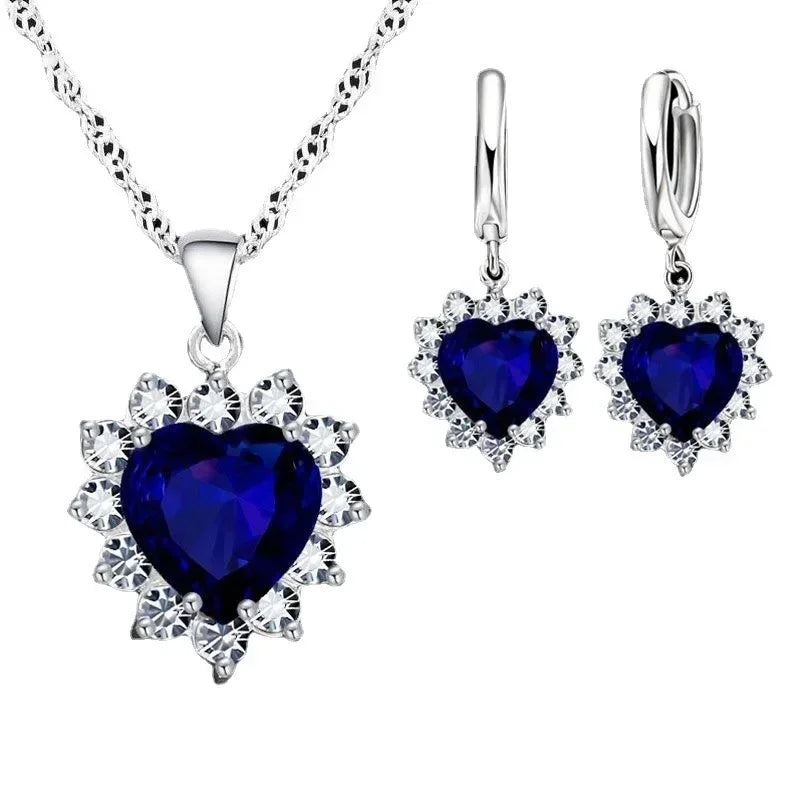 Elegant Bridal Heart Jewelry Set – Necklace & Earrings