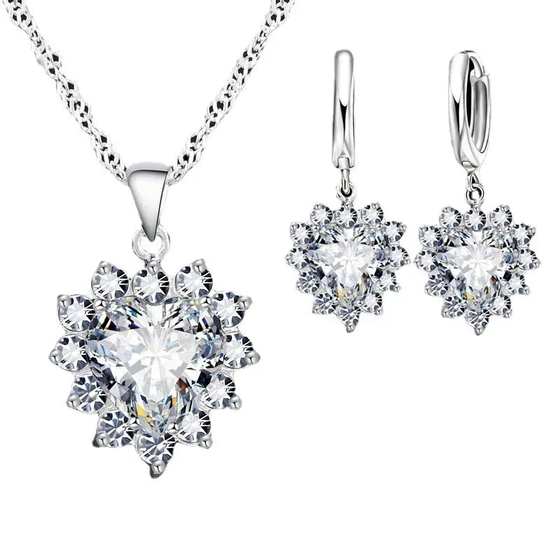 Elegant Bridal Heart Jewelry Set – Necklace & Earrings