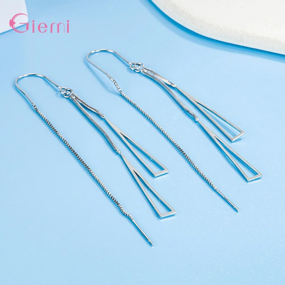 925 Silver Drop Earrings | Simple Chain Tassel Fashion Jewelry