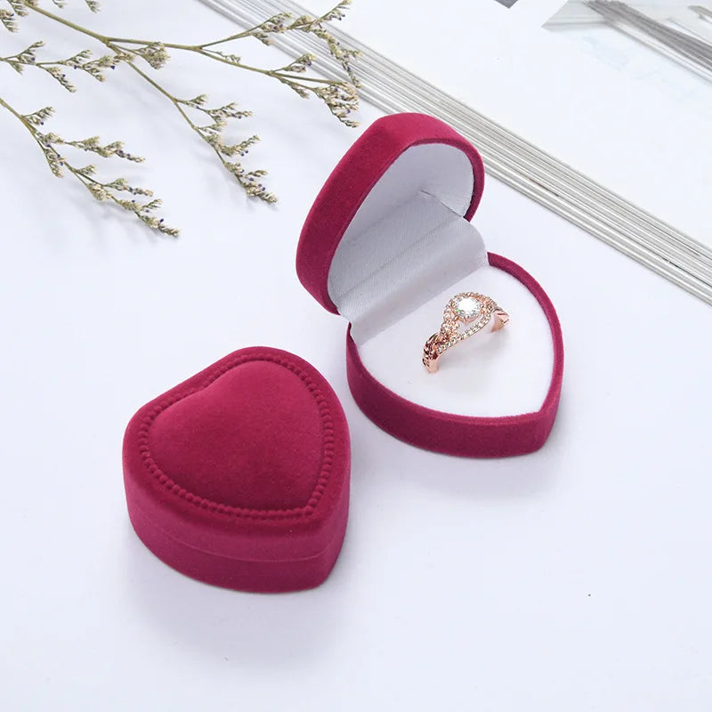 Velvet Heart Jewelry Box | Elegant Packaging for Rings & Necklaces